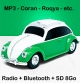 Voiture coccinelle (vert et blanc) avec lecteur MP3 - Radio FM hauts parleurs - Bluetooth - Carte SD de 8 Go prechargee (Coran, invocations, chants, cours, roqya...)